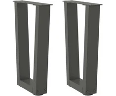 Kavos staliuko kojelės, V formos, 2 vnt., antracito spalvos, 28x(42-43,3) cm, plienas