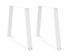 Valgomojo stalo kojelės, 2 vnt., baltos, 70x(72-73,3) cm, plienas, V formos