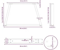 Kavos staliuko kojelės, V formos, 2 vnt., baltos, 60x(42-43,3) cm, plienas