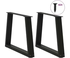 Kavos staliuko kojelės, V formos, 2 vnt., juodos, 70x(42-43,3) cm, plienas