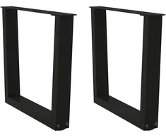 Kavos staliuko kojelės, V formos, 2 vnt., juodos, 60x(42-43,3) cm, plienas