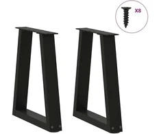 Kavos staliuko kojelės, V formos, 2 vnt., juodos, 28x(42-43,3) cm, plienas