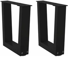 Kavos staliuko kojelės, V formos, 2 vnt., juodos, 40x(30-31,3) cm, plienas
