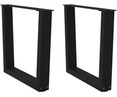 Kavos staliuko kojelės, V formos, 2 vnt., juodos, 50x(42-43,3) cm, plienas