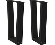 Kavos staliuko kojelės, V formos, 2 vnt., juodos, 38x(42-43,3) cm, plienas
