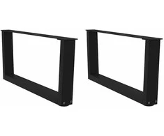 Kavos staliuko kojelės, V formos, 2 vnt., juodos, 70x(30-31,3) cm, plienas