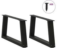 Kavos staliuko kojelės, V formos, 2 vnt., juodos, 50x(30-31,3) cm, plienas