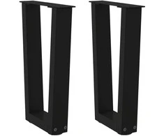 Kavos staliuko kojelės, V formos, 2 vnt., juodos, 28x(42-43,3) cm, plienas