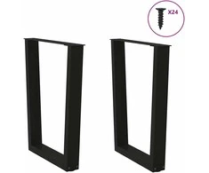 Valgomojo stalo kojelės, V formos, 2 vnt., juodos, 60x(72-73,3) cm, plienas