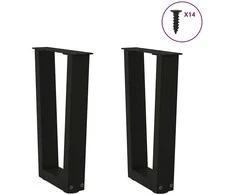 Kavos staliuko kojelės, V formos, 2 vnt., juodos, 28x(42-43,3) cm, plienas