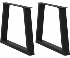 Kavos staliuko kojelės, V formos, 2 vnt., juodos, 50x(42-43,3) cm, plienas