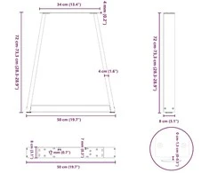 Valgomojo stalo kojelės, V formos, 2 vnt., natūralus plienas, 50x(72-73,3) cm, plienas