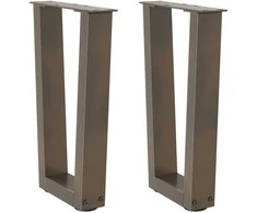 Kavos staliuko kojelės, V formos, 2 vnt., natūralus plienas, 28x(42-43,3) cm, plienas