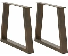 Kavos staliuko kojelės, V formos, 2 vnt., natūralus plienas, 70x(42-43,3) cm, plienas