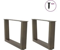 Kavos staliuko kojelės, V formos, 2 vnt., natūralus plienas, 50x(30-31,3) cm, plienas
