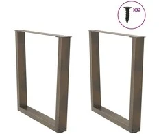 Valgomojo stalo kojelės, V formos, 2 vnt., natūralus plienas, 90x(72-73,3) cm, plienas