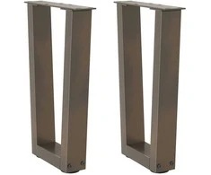 Kavos staliuko kojelės, V formos, 2 vnt., natūralus plienas, 38x(42-43,3) cm, plienas
