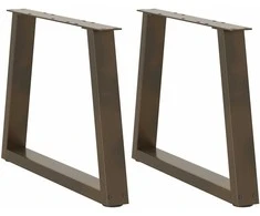 Kavos staliuko kojelės, V formos, 2 vnt., natūralus plienas, 60x(42-43,3) cm, plienas