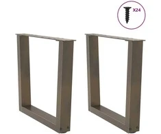 Kavos staliuko kojelės, V formos, 2 vnt., natūralus plienas, 50x(42-43,3) cm, plienas