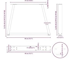 Kavos staliuko kojelės, V formos, 2 vnt., natūralus plienas, 40x(30-31,3) cm, plienas