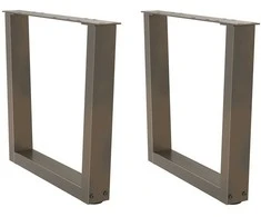 Kavos staliuko kojelės, V formos, 2 vnt., natūralus plienas, 50x(42-43,3) cm, plienas