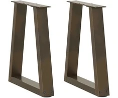 Kavos staliuko kojelės, V formos, 2 vnt., natūralus plienas, 38x(42-43,3) cm, plienas