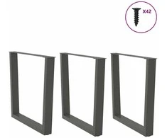 Valgomojo stalo kojos, 3 vnt., antracito spalvos, 80x(72-73,3) cm, plienas, V formos