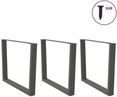 Valgomojo stalo kojos, V formos, 3 vnt., antracito spalvos, 100x(72-73,3) cm, plienas