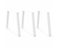 Valgomojo stalo kojelės, 3 vnt., baltos, 90x(72-73,3) cm, plienas, V formos