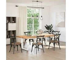 Valgomojo stalo kojelės, 3 vnt., baltos, 90x(72-73,3) cm, plienas, V formos