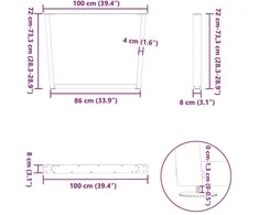 Valgomojo stalo kojos, V formos, 3 vnt., juodos, 100x(72-73,3) cm, plienas