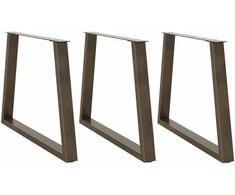 Valgomojo stalo kojelės, V formos, 3 vnt., natūralus plienas, 100 x (72-73,3) cm, plienas