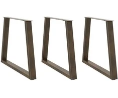 Valgomojo stalo kojelės, V formos, 3 vnt., natūralus plienas, 80x(72-73,3) cm, plienas