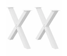 Valgomojo stalo kojos, 2 vnt., baltos, 90x(72-73) cm, plienas, X formos