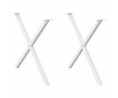 Valgomojo stalo kojos, 2 vnt., baltos, 90x(72-73) cm, plienas, X formos