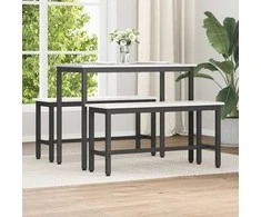 Valgomojo suolas 2 pcs Balta 100 x 32,5 x 49 cm