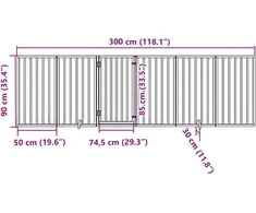 Šunų varteliai su sulankstomomis durelėmis, 6 panelės, 300 cm, tuopos mediena