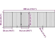 Šuns varteliai su sulankstomomis durelėmis, 6 panelės, balti, 300 cm, tuopos mediena
