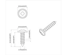 Varžtas 13636 vnt. Sidabro M4 x 16 mm Plienas