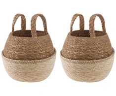 Vazonas su rankenomis 2 pcs Balta Ø 22 x 20 cm 100% Jūros žolė