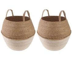 Vazonas su rankenomis 2 pcs Balta Ø 32 x 32 cm 100% Jūros žolė