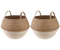 Vazonas su rankenomis 2 pcs Balta Ø 45 x 36 cm 100% Jūros žolė