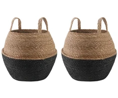 Vazonas su rankenomis 2 pcs Juoda Ø 32 x 32 cm 100% Jūros žolė