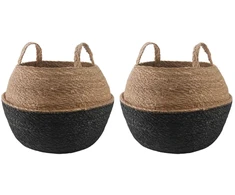 Vazonas su rankenomis 2 pcs Juoda Ø 45 x 36 cm 100% Jūros žolė
