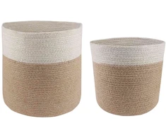 Vazonų rinkinys 2 pcs Natūrali ir Balta Ø 28 x 28 cm