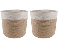 Vazonų rinkinys 2 pcs Natūrali ir Balta Ø 21 x 21 cm