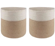 Vazonų rinkinys 2 pcs Natūrali ir Balta Ø 28 x 28 cm