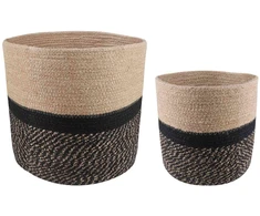 Vazonų rinkinys 2 pcs Natūrali ir juoda Ø 28 x 28 cm