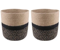 Vazonų rinkinys 2 pcs Natūrali ir juoda Ø 21 x 21 cm