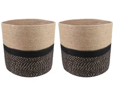 Vazonų rinkinys 2 pcs Natūrali ir juoda Ø 28 x 28 cm